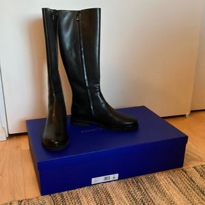 Stuart Weitzman Black Leather to the knee (TTK) boots 40 (9.5B US) NWB Donna Zip